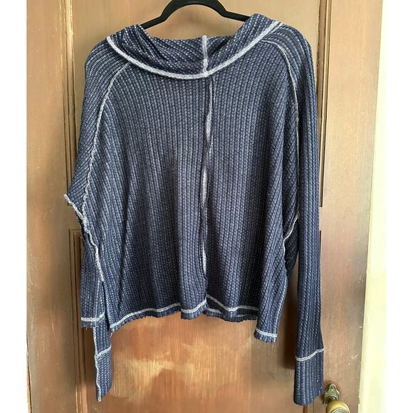 FREE PEOPLE | Purple Wildcat Thermal Waffle Knit, crossover cowl Neck | Small - Picture 3 of 7